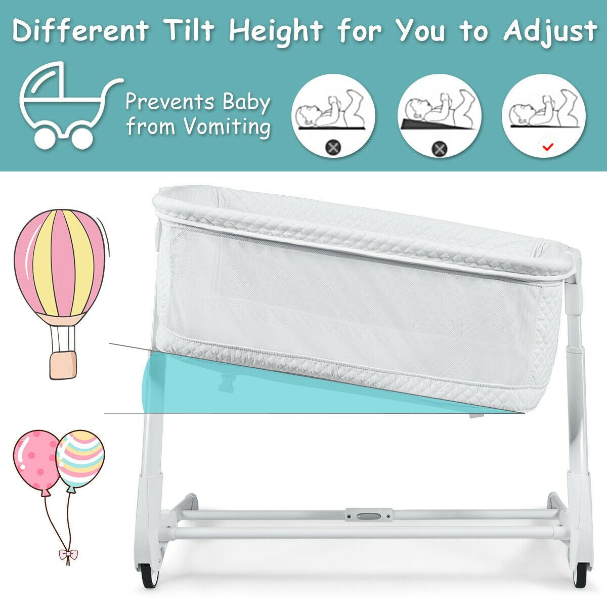 Baby Bedside Cot – Breathable Mesh & Washable Mattress