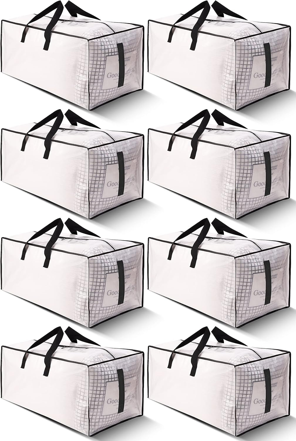 8-Pack Extra Large Moving Bags - Strong Reusable Storage Totes