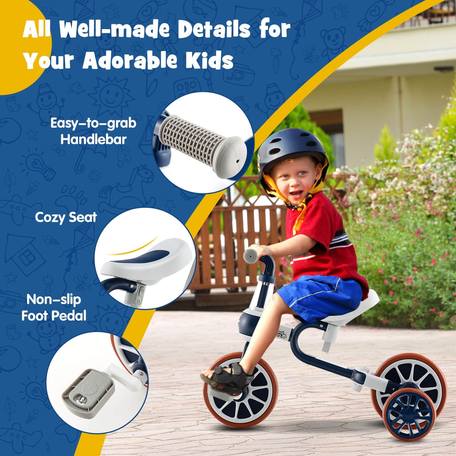 4-in-1 Kids Balance Trike – Adjustable Push Handle