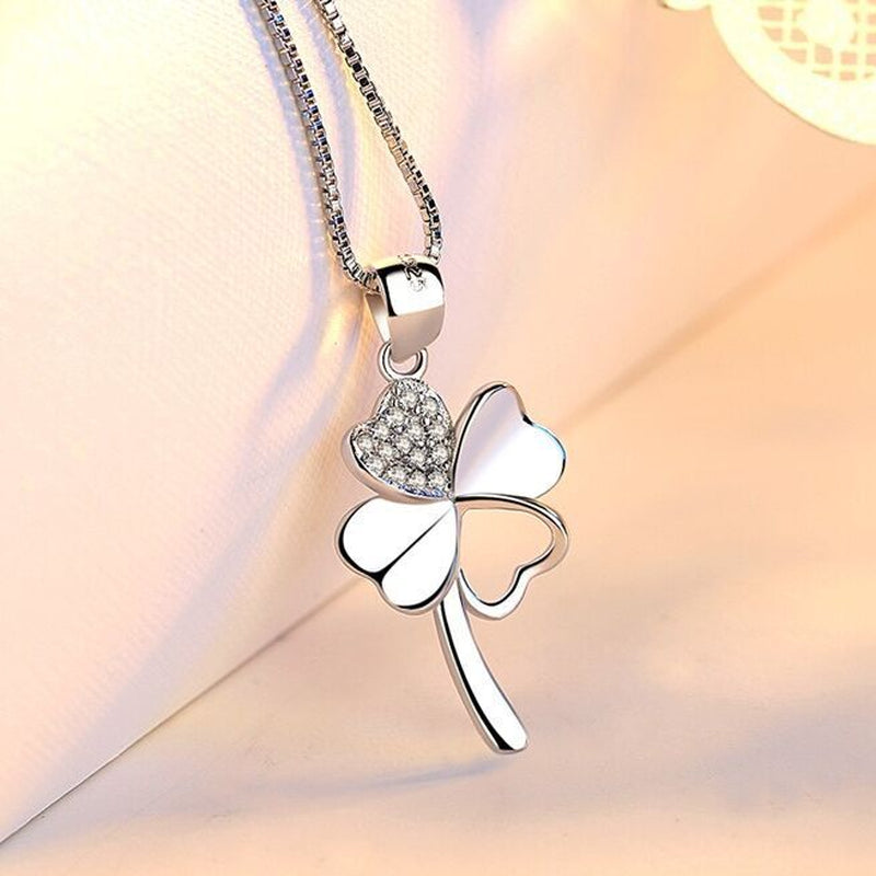 925 Silver Crystal Clover Necklace