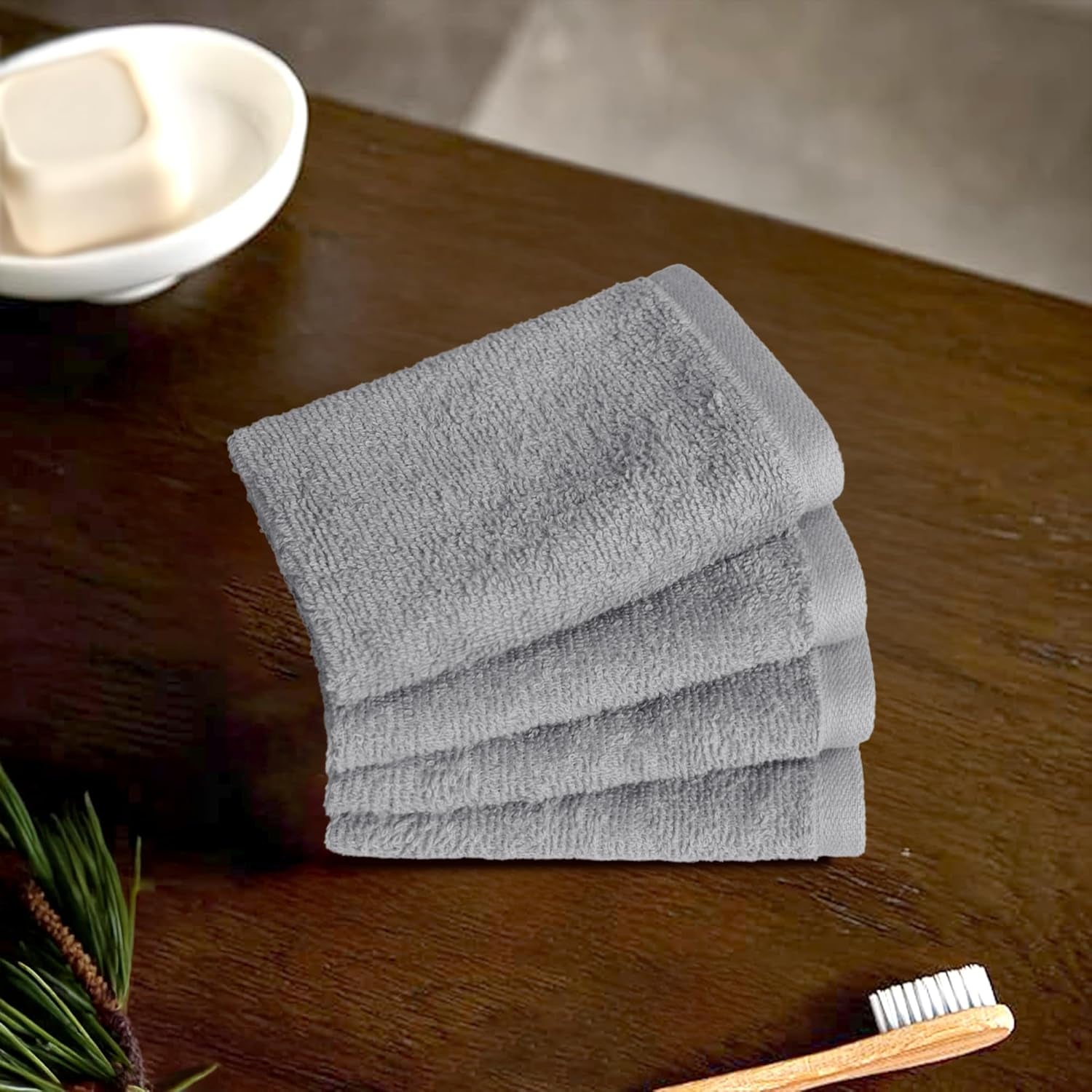 12-Pack Cotton Face Towels – Grey