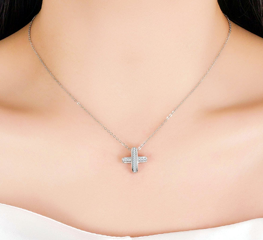 925 Silver Crystal Cross Necklace