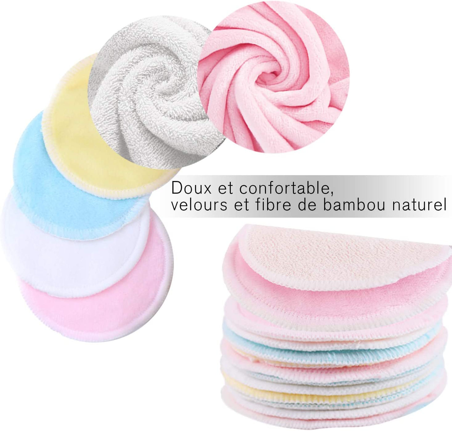 Reusable Makeup Remover Pads – 16pcs Bamboo & Cotton