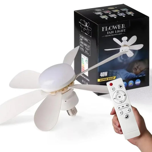 30W/40W Ceiling Fan with Remote Control LED Light Fan E27 Base, Intelligent Silent Ceiling Fan for Bedroom and Living Room