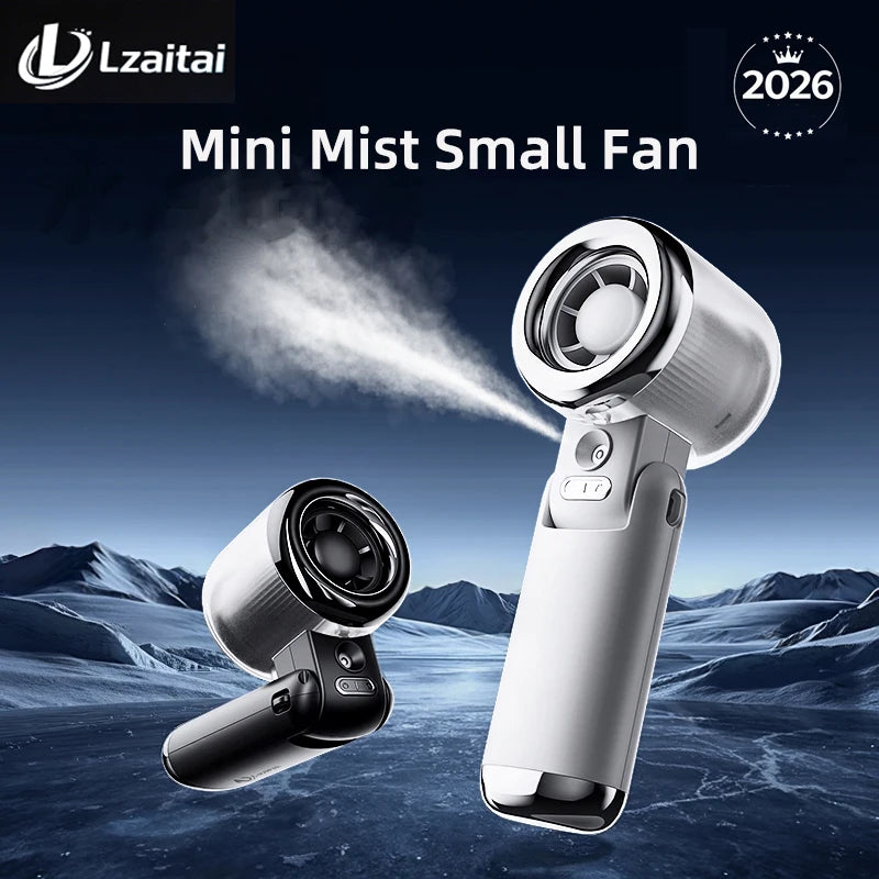 Mini Small Fan Water Mist Spray Fan 3600Mah 5 Speeds Portable Handheld Foldable Neck Hanging Type-C Rechargeable Humidifier Fans