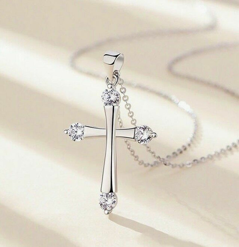 925 Silver Crystal Cross Necklace