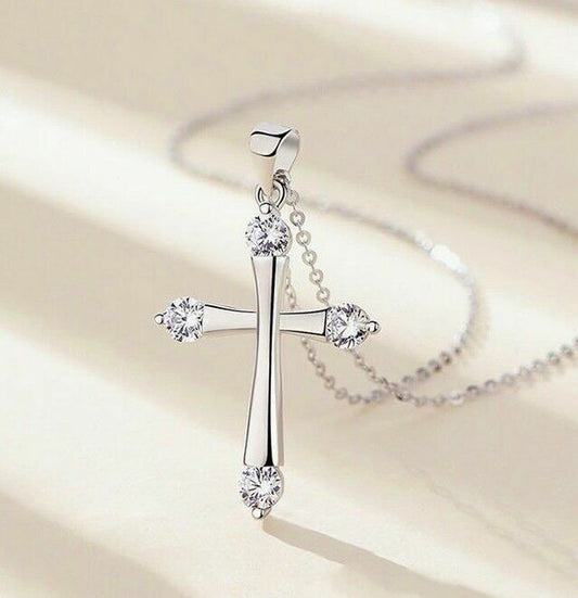 925 Silver Crystal Cross Necklace