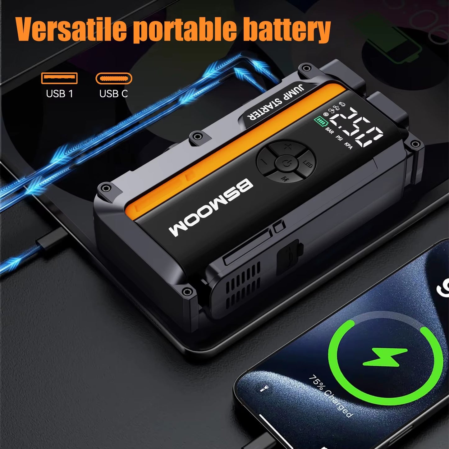 Car Jump Starter with Air Compressor – 150PSI