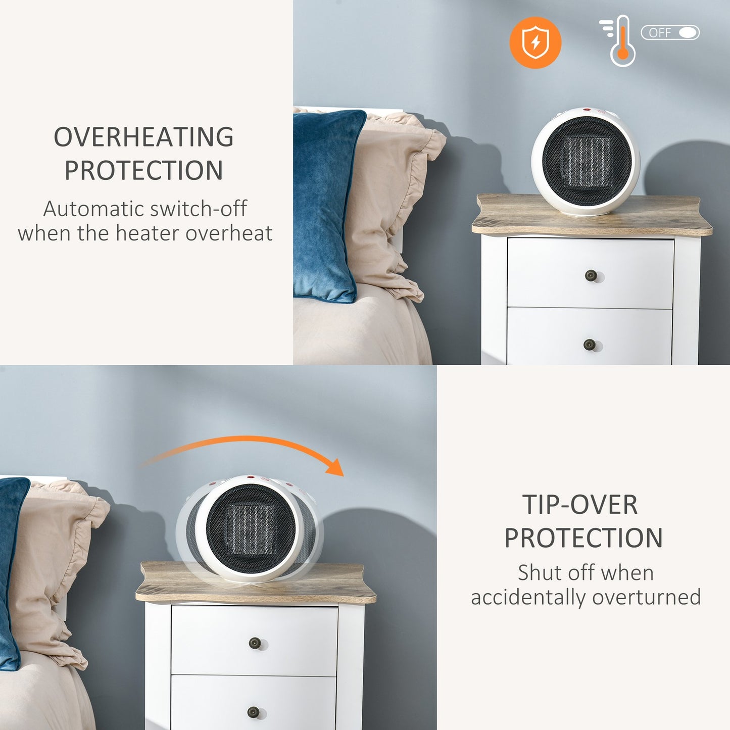 Small Space Heater, Table Top Ceramic Heater W/ 3 Heating Mode, 900W/1500W