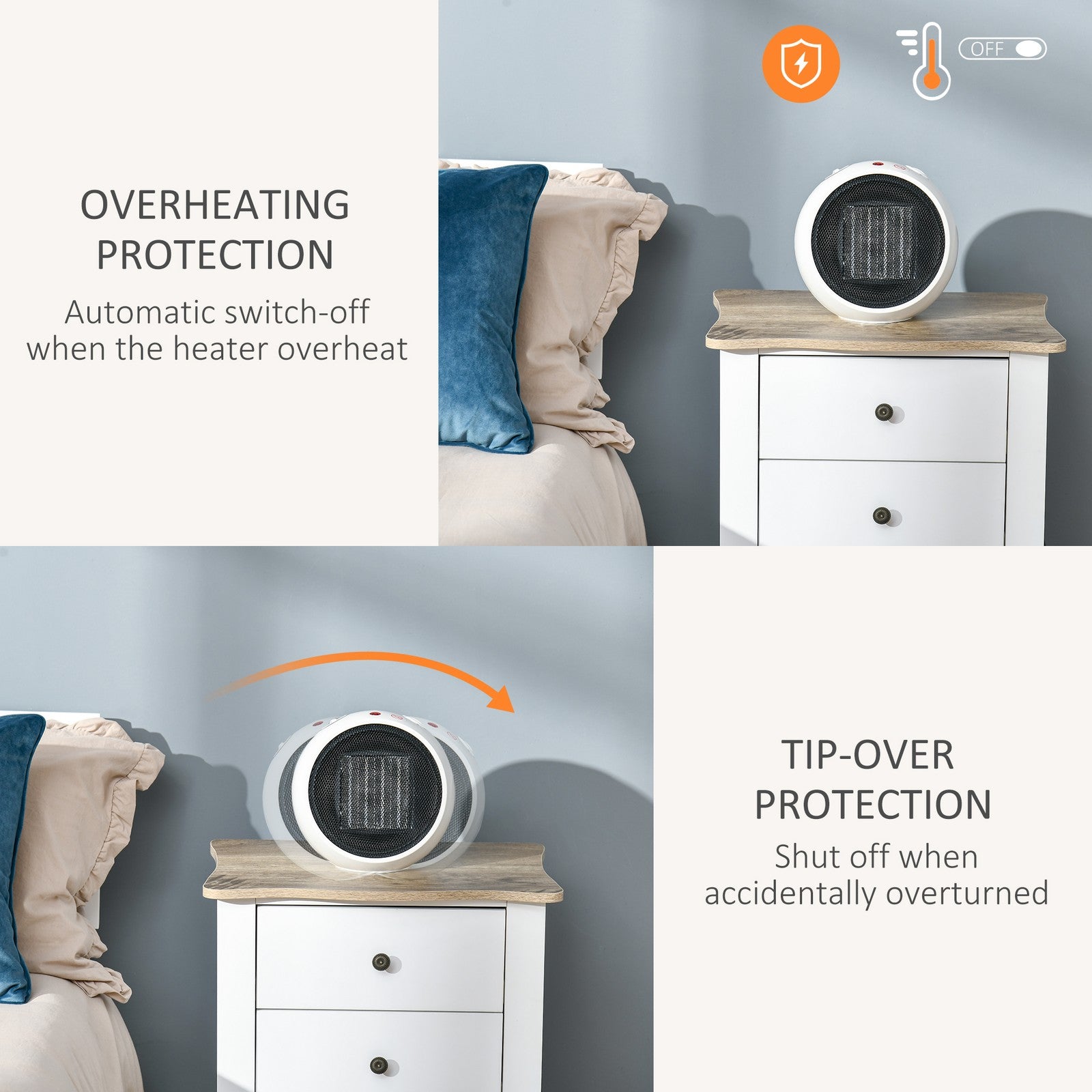 Small Space Heater, Table Top Ceramic Heater W/ 3 Heating Mode, 900W/1500W